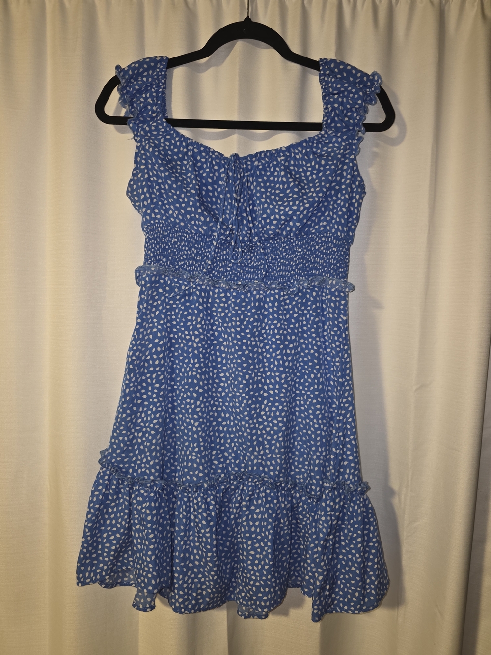 Blue Smocked Ruffle Mini Dress